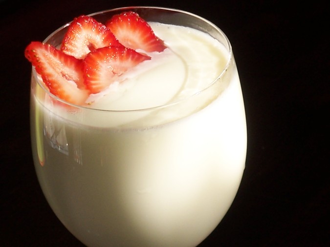 A delicate jelly-like milk dessert flavored with almond